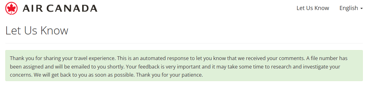 Confirmation of successful refund request submission