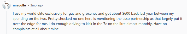 Redditor shares positive feedback about PC credit cards