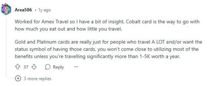 Reddit comments on the Amex Gold Rewards Card