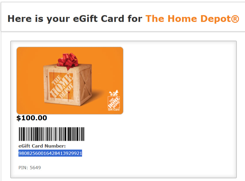 Home Depot gift card
