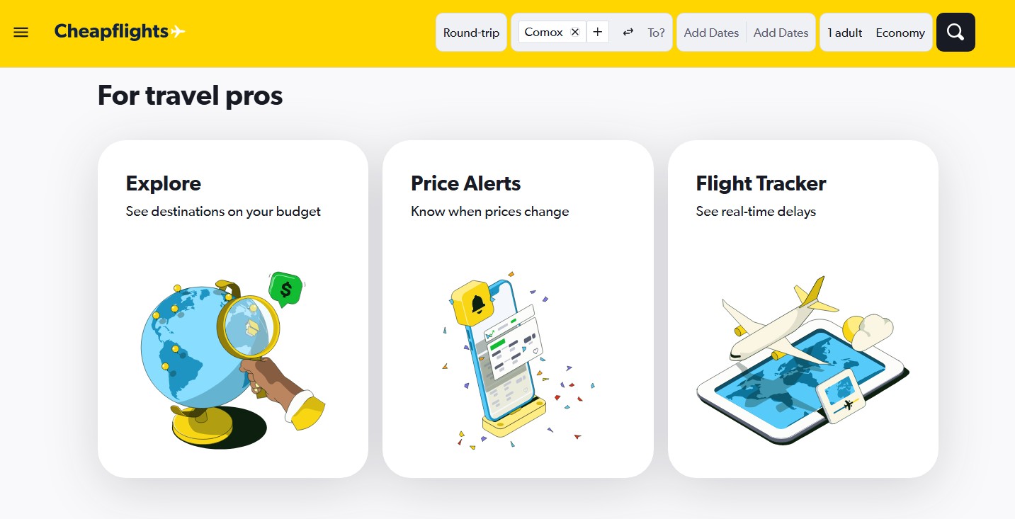 Cheapflights flight-booking tools