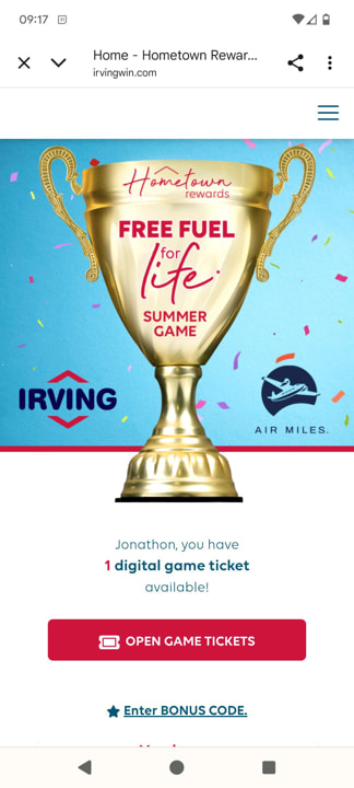Free fuel promotion with Irving