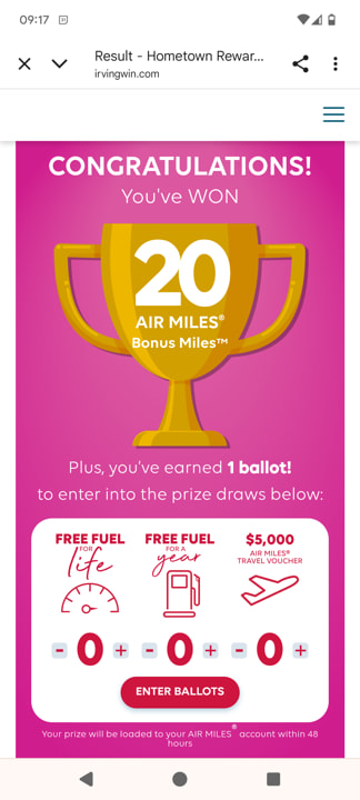 Free fuel promotion with Irving