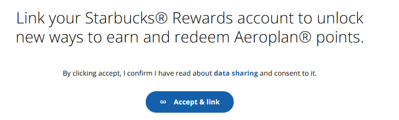 Offer To Link Starbucks Rewards To Aeroplan Account