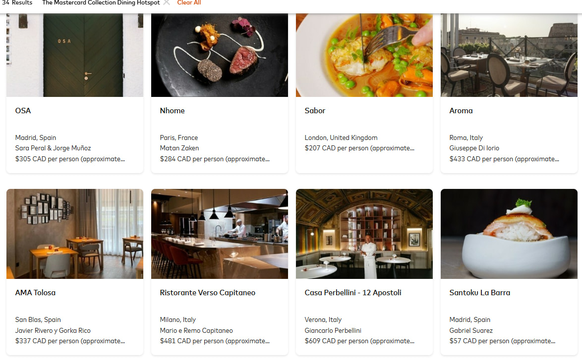 Mastercard Collection dining experiences