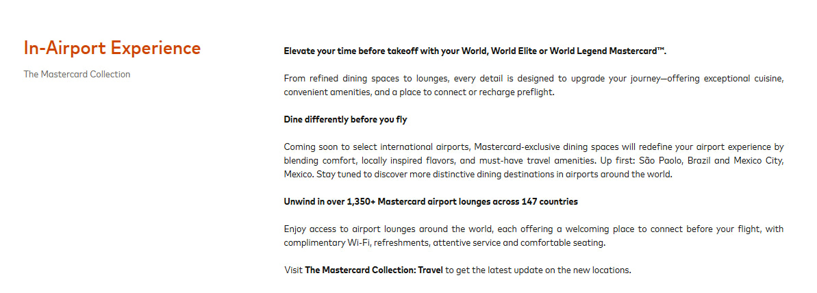 Mastercard Collection in-airport experience