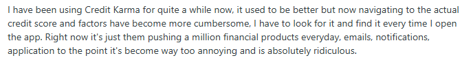 Credit Karma User Complains About Credit Karma