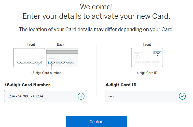 Screenshot Of The Amex Welcome And Card Activation Page