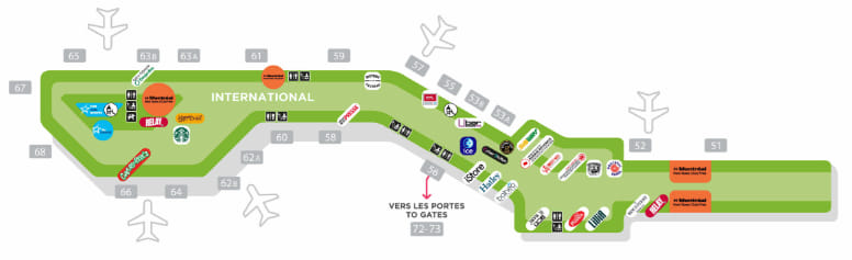 Map Of Montreal Airport's International Zone