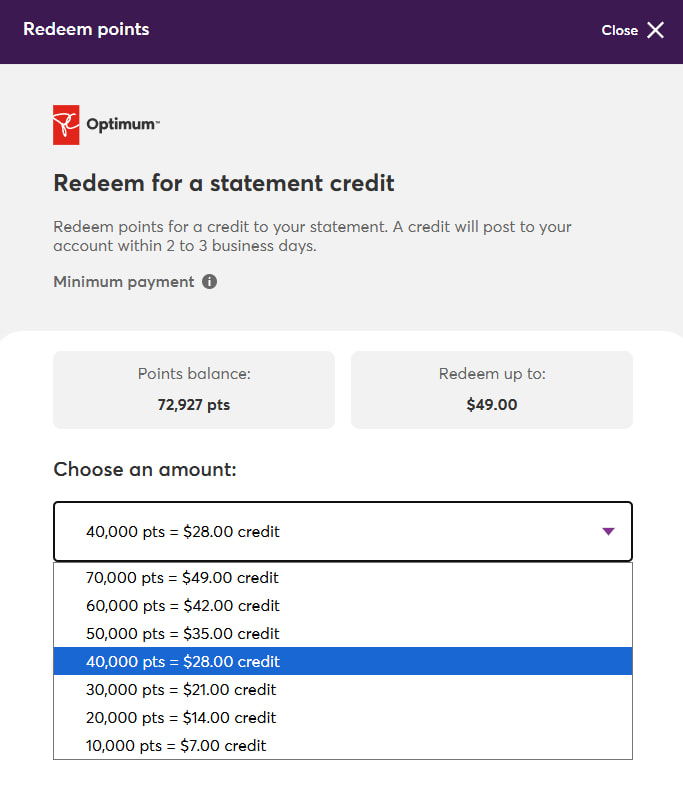 Paying your PC Mastercard bill with points