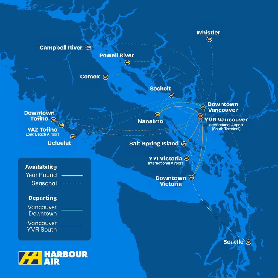 Route map for Harbour Air