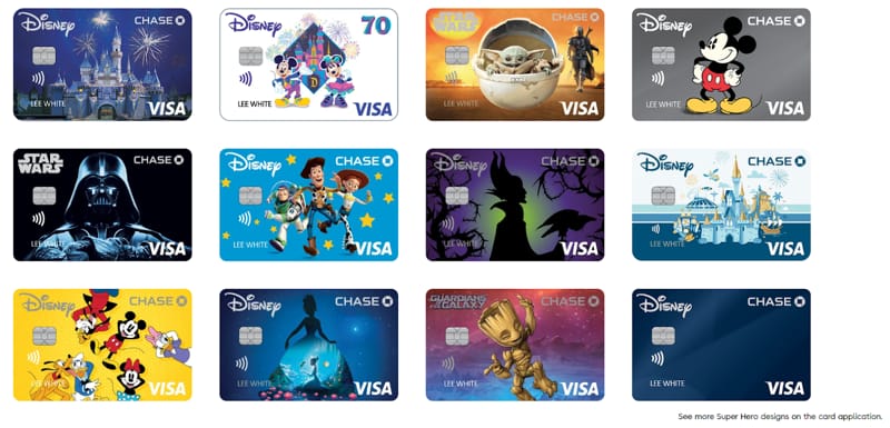 Disney credit card designs featuring disney characters