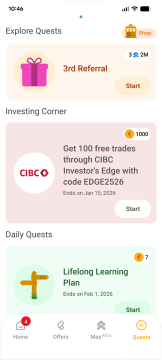 GeniusCash App quests page