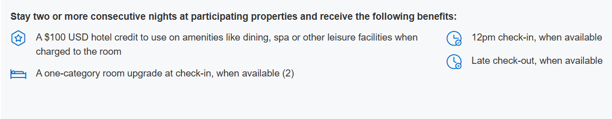 Amex Hotel Collections Example Benefits For London UK