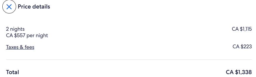 hotels.com Example Pricing For London UK