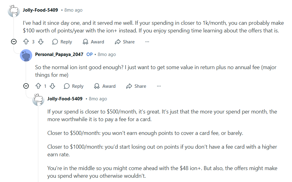 Redditors Discuss The RBC Ion Visa