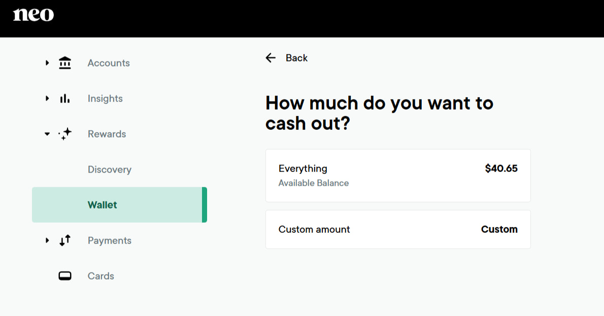 Moving Neo cash back to high interest savings