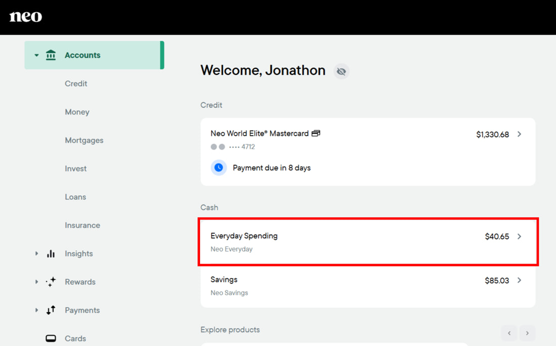 Moving Neo cash back to high interest savings