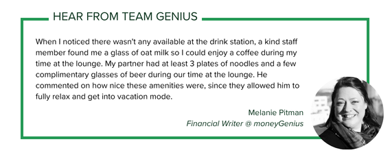 Melanie Pitman comments on food and amenities at a Toronto airport lounge