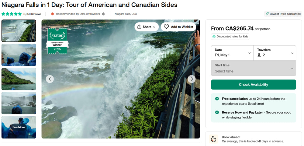Paying CAD for travel on Viator