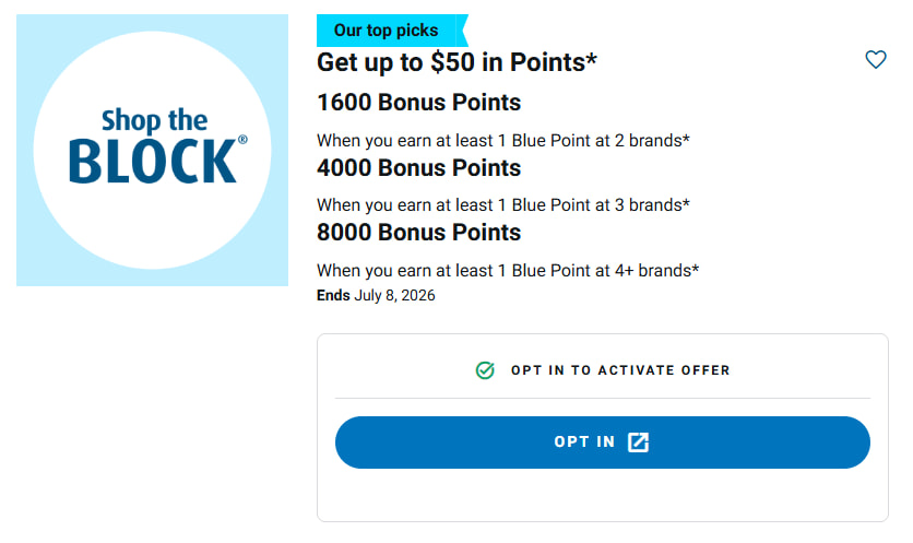 Blue Rewards Shop The Block promotion