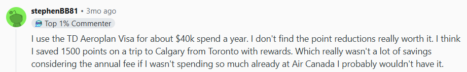 A TD Aeroplan Visa Cardholder isn’t sure the card is worth it.