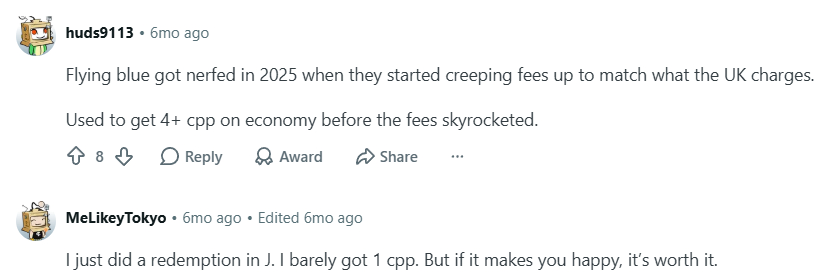 Redditor Ditched Flying Blue Rewards Due to Increased Fees