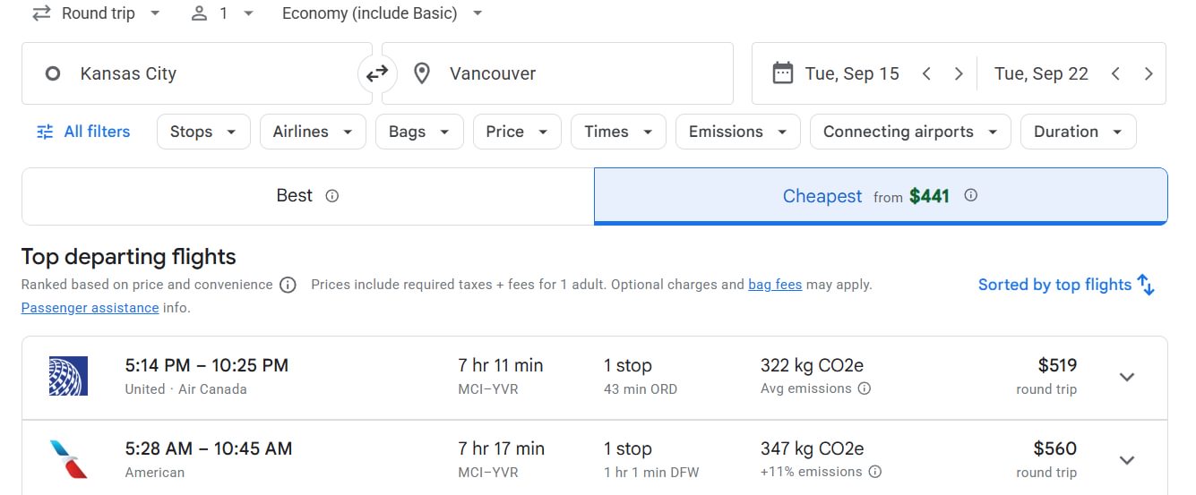 Sorting Feature for the Cheapest Flights on Google Flights