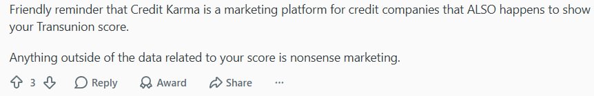 Redditor Reminds Readers That Credit Karma is a Marketing Platform